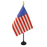 United States Table Flag 4'' x 6'' - USA - US - American Desk Flag 15 x 10 cm - golden spear top - Drapeau Etats-Unis AZ FLAG