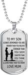 COMTRUDE From Mum to Son Stainless Steel Dog Tag Necklace, Always Remember You are Braver Pendant Necklace