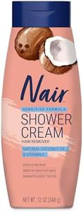 NAIR Sensitive Shower Cream Hair Remover with Natural Coconut Oil and Vitamin E, Body Hair Removal Cream for Women, 12 oz