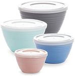 BINO Plastic Prep Bowls with Lids Set - Plastic Bowl Set Prep Bowls for Kitchen