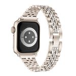 Missair Compatible with Apple Watch Straps 38mm 40mm 41mm 42mm 44mm 45mm for Women, Bling Diamond Jewelry Metal Bracelet Strap Band for iWatch Series 9 8 7 6 5 4 3 2 1 SE, Starlight