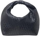 Verdusa Women's Ruched Hobo Mini Handbag Clutch Purse Dumpling Pouch Bag Woven Black One-Size