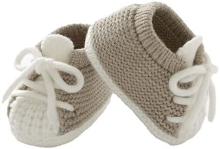 DovFanny Baby Booties Newborn Baby First Shoes Cozy Warm Knit Soft Booties for Toddler Infant Boy Girl (beige, Infant, 0 Months, Age Range, US Footwear Size System, 3 Months, Medium)