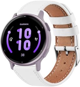 Leather Bands for Garmin Vivoactive 5 / Vivoactive 3 Watch Band, Garmin Venu 2 Plus Bands/Venu sq/Venu Band Women Men, 20.5mm Soft Leather Bands Replacement Straps for Garmin Vivoactive 5/Forerunner 645 / 245 Music Smart Watch