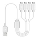 Duttek Multi Micro USB Charging Cable 1.5FT, 4 in 1 Micro USB Splitter Charge Cable, USB 2.0 A Male to Four Micro USB Multi Charging Cable Suniversal Chargers for Micro USB Devices 50CM (White)