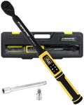 Digital Torque Wrench 3/8" Drive, 1.5-99.5 FT.Lb – 5 Units with Color Screen, Vibration/Buzzer/LED, 5" Extension & 3/8 to 1/2 Adapter, 3/8 Torque Wrench ±2% Accuracy for Car, Motorcycle, Bike Repair