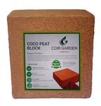 COIR GARDEN - Cocopeat Block - 5 KG (Expands upto 75 litres, 10.5 x 15 cm) - Organic Fertilizer and Soil Manure Potting Mixture for Home Gardening and Potted Plants