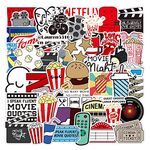 iDream Movie Night Party Theme Vinyl Sticker for Laptop, Desk, Skateboard, Luggage, Guitar, Furniture, Toy, Scrapbook (Set of 50) (Multicolor)