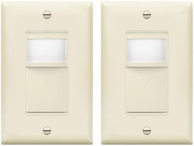 LIDER Motion Sensor Switch with Wall Plate, PIR Sensor Switch, 60Hz, 2-Pack