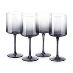 Navaris Grey Tinted Wine Glasses - Set of 4 - Coloured Wine Glasses with Stems - Stylish Design Glassware for Serving Wine, Cocktails, Dessert