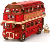 ROBOTIME 3D Puzzle London Tour Bus, Wooden Model Kits for Adults to Build, Wooden Puzzles Home Decor Gift for Adults and Kids