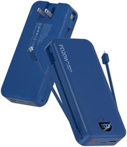 citicr Portable Charger 20000mAh PD20W w/Built-in Cables & Wall Plug Navy