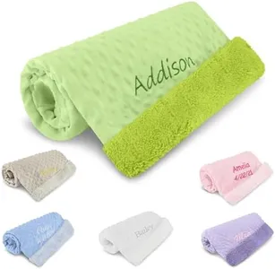 Personalized Passion Personalized Baby Blanket for Girl Swaddle Blanket with Baby’s Name & Date - Great Shower Gift - Plush and Soft Newborn Name Blanket - Cozy, Green Color - 30/34”