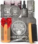 Viking Revolution Beard Grooming Kit for Men- Ultimate Beard Kit Includes 100% Boar Beard Brush, Beard Comb, Citrus Beard Balm, Unscented Beard Oil, Beard & Mustache Scissors- Beard Care Kit for Men