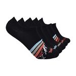 Timberland womens 5-pack No Show Liner Socks, Black Mountain Stripe, One Size