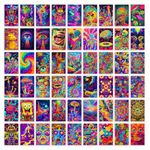 Wallgasm Paper Psychedelic Trippy Poster Set-Set Of 54, 4 X 6 Inches Posters For Wall|Aesthetic Room Decor Item|Posters For Bedroom, Living Room Decor|Collage Kit