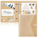 Toplive Padfolio 3 Ring Binder (1'' Round Ring) Business Portfolio Folder for Interview, Conference and Presentation,Gold.