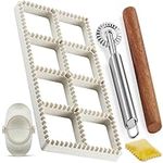 Ravioli Mold Set Ravioli Maker 10 Holes Ravioli Maker Press with Dumpling Maker Ravioli Stamp Maker Cutter with empanada maker press Wood Rolling Pin Ravioli Stamp Pasta Making Tools Kit