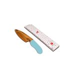 HOUSE OF ZIZI Kids Mango Wood Montessori Large Knife | Safe Cooking, Cuts Soft Vegetable & Fruits Knife | Cutting & Chopping Knife | Non-Stick Coating, Soft Touch Handles |Eco-Friendly Safe (Sky Blue)