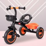 LuvLap Joy Baby Cycle/Tricycle for Kids, 1.5 to 5 Yrs, Upto 25Kg, Adjustable Safety Belt, Front & Rear Baskets, 2 Position Adjustment, Orange