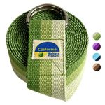 California Wellness Products Yoga Strap (10ft x 1.5in) - Yoga Belt with Extra Safe Adjustable D-Ring Buckle for Pilates, Gym Workouts, Physical Therapy,for Women & Men (Green)