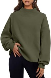 Trendy Queen Womens Oversized Sweatshirts Turtleneck Pullover Long Sleeve Hoodies Tops Fall Fashion Outfits 2026 Clothes ArmyGreen 2XL