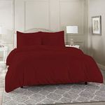 Duvet Cover with 2 Pillowcovers Queen Solid 400 Thread Count Microfiber Soft Durable Breathable Blanket/Rajai/Kambal/Quilt Case (92"x110")-Burgundy Solid