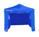 Brandway Portable Gazebo Tent, Popup Gazebo Canopy Tent for Events & Outdoor Camping, Foldable Pop-up Outdoor Shelter with 4 Side Cover Including Sidewalls, Windows & Gate (10x10 ft, Blue)