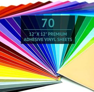 Bright Idea Premium Permanent Self Adhesive Craft Vinyl Sheets - 70 Pack 12hx12h | Assorted Colors (Glossy Matte Metallic) Bundle Pack Adhesive Vinyl for Cricut Silhouette Cameo Craft Cutters