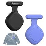 [2 Pack] Waterproof Tile Mate Holder for Kids, Soft Silicone Tile Mate Hidden Pin Holder for Kids Elder Clothing, Anti Lost Hidden Full Case Cover Compatible with Tile Mate 2022 (Black+Blue)