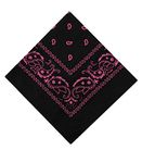 Lizzy Paisley Multifunctional Bandana's Headwear Neckwear Neckerchief Cycling Cowboy Scarf Head Neck Gaiter - Mens Womens Multipack Assorted Men Hair Pirate Bandana (Black & Pink)