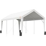 VEVOR Carport, Heavy Duty 10x20ft Car Canopy, Outdoor Garage Shelter with 8 Reinforced Poles and 4 Weighted Bags, UV Resistant Waterproof Portable Instant Car Garage Tent for Party Garden Boat, White