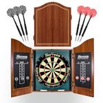 Harrows Dart Board Set Pro’s Choice I Dartboard with 6 Darts I Dart Board Set with Cabinet & Darts Scoreboard I Professional Dartboard Official Competition included