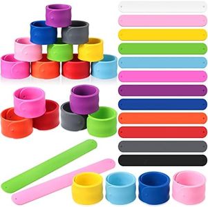 36 Pieces Silicone Slap Bracelets Multicolor Slap Wrist Soft and Safe Slap Bands Wrap Slap Wristband for School Party Favors DIY Painting Wristband Craft Project, 8.46 x 1 Inch (Multicolor)