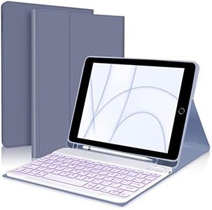 iPad 9th 2021/8th/7th Generation Keyboard Case, BORIYUAN 7 Colors Backlit Detachable Keyboard Slim Folio Smart Cover for iPad 10.2"/iPad Air 10.5"(3rd Gen)/iPad Pro 10.5" with Pencil Holder – Lavender