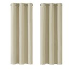 Deconovo Home Decorative Eyelet Curtains Thermal Insulated Blackout Curtains for Living Room Beige 42 x 54 Inch 2 Panels