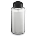 Klean Kanteen Wide Mouth Single Wall Stainless Steel Water Bottle (w/Wide Loop Cap) - 64oz - Brushed Stainless