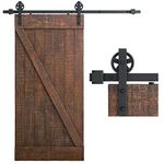 SMARTSTANDARD 6.6 FT Heavy Duty Sliding Barn Door Hardware Kit, Single Rail, Black, Super Smoothly and Quietly, Simple and Fit 36"-40" Wide DoorPanel (Industrial Bigwheel Hangers)