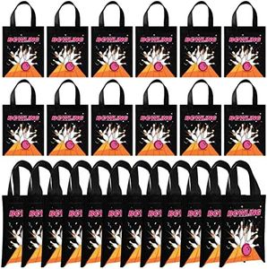 Kajaia 24 Pcs Bowling Party Favor Bags Bowling Goodie Bags Reusable Non Woven Bowling Gift Bags with Handles Bowling Party Decor Bowling Birthday Party Supplies(Funny Style)