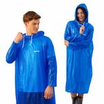 Lifelong Waterproof Unisex Raincoat | Hooded Full Sleeves Outdoor Poncho for Men, Women, Boys & Girls | Durable PVC Rainwear for Camping, Hiking, Travelling | Adjustable Drawstring | Sky Blue (1 Pc)