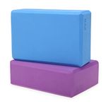 H&S 2 x Yoga Block High Density EVA Foam Brick Eco Friendly Purple Blue - Pilates Pillow, Meditation Cushions - Pilates Block - Foam Block Yoga Pilates Equipment - Exercise Block - Pilates Brick