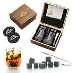 Whisky Stones Gift Set | Set of 8 Reusable Chilling Whisky Rocks with Ice Clip,Wine Bottle Pourer & Storage Pouch,Cooling Your Favourite Beverage Without Dilution, Mens,Womens, Dad, Best Man Gift