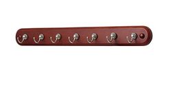 Spectrum Diversified 53702 Seven Key Rack with 7 Hooks for Entryway Organization to Hold Leashes Lanyards and More, Steel, Walnut