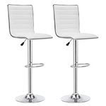 IntimaTe WM Heart Bar Stools Set of 2 with High Backrest, Adjustable Swivel Barstool Faux Leather Kitchen Stools Breakfast Stool with Gas Lift and Footrest (White)