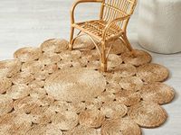 GRUHUM Handwoven Jute Area Rug 6 feet Round - Natural Fibre- Rustic Vintage Boho Beige Braided Reversible Rug - Eco Friendly Rugs for Bedroom - Kitchen - Living Room - Farmhouse Hallways (6' Circle)