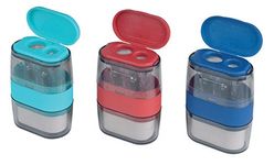 Helix Balance Duo Two Hole Pencil Sharpener and Eraser (Assorted Colours)