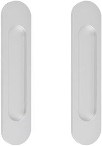 MOROBOR 18cm Self Fastening Oval Sliding Door Hinge, 2 Pieces Silver Aluminium Alloy Built-in Spindle Free Handle for Sliding Door, Window Cabinet, W-MF002344-EU
