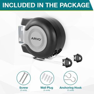 ARVO Double Retractable Washing Line, 30m – Wall Mounted Indoor/Outdoor