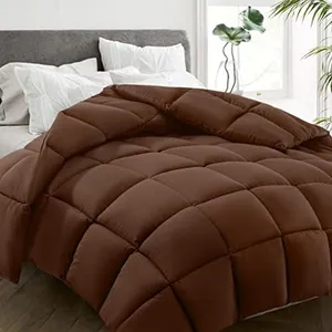 HYLEORY All Season California King Size Bed Comforter - Cooling Down Alternative Quilted Duvet Insert with Corner Tabs - Winter Warm - Machine Washable - Mocha Coffee,Cal King(96*104)