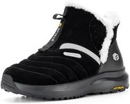 FitVille Women's Winter Boots, Extra Wide Winter Shoes, Warm Lined Snow Boots, Winter Short Shaft Boots, Slip-On Boots with Velcro Fastening, Non-Slip Outdoor Boots, black, 39.5 EU Weit